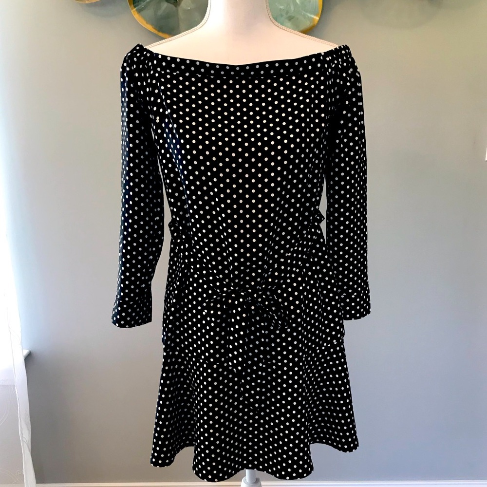 Express Off the Shoulder Polkadot Dress NWT